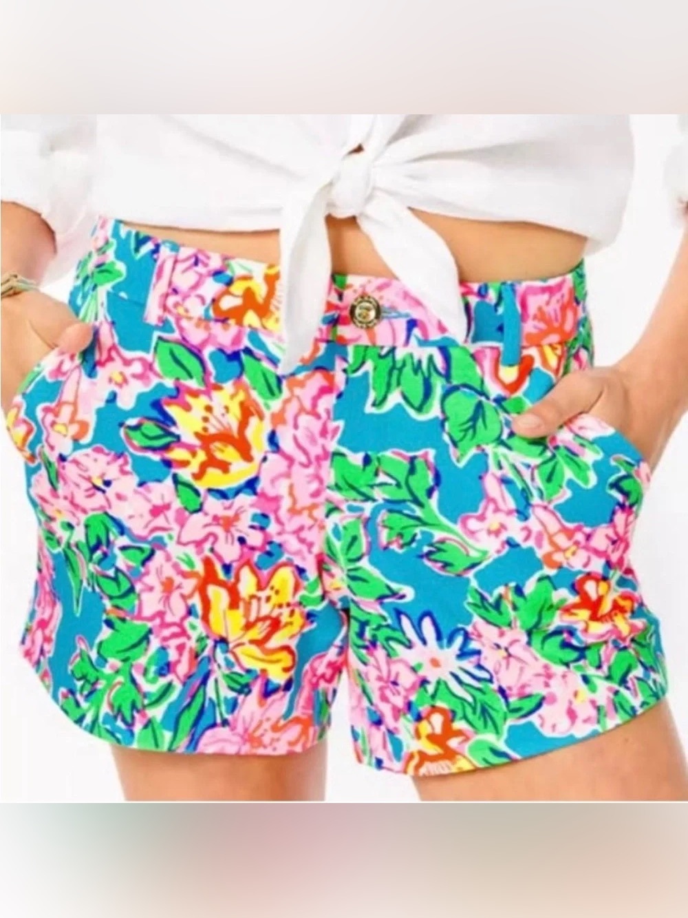 Lilly Pulitzer Callahan Knit Short Size 14 Multi-Colored Rose To The Occasion
